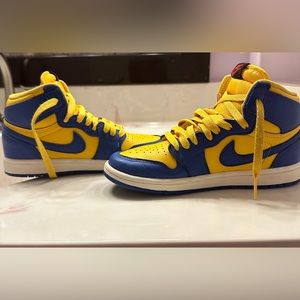 Boys retro Jordan 1s blue and yellow.